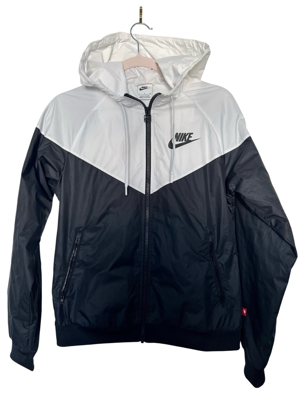 Nike Black & White Windbreaker Hooded Jacket - size Women’s S